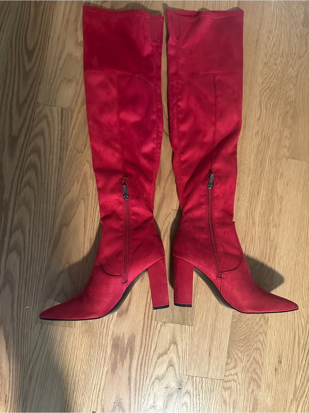 Nine West Red Over the Knee Block Heel Boots